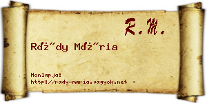 Rády Mária névjegykártya